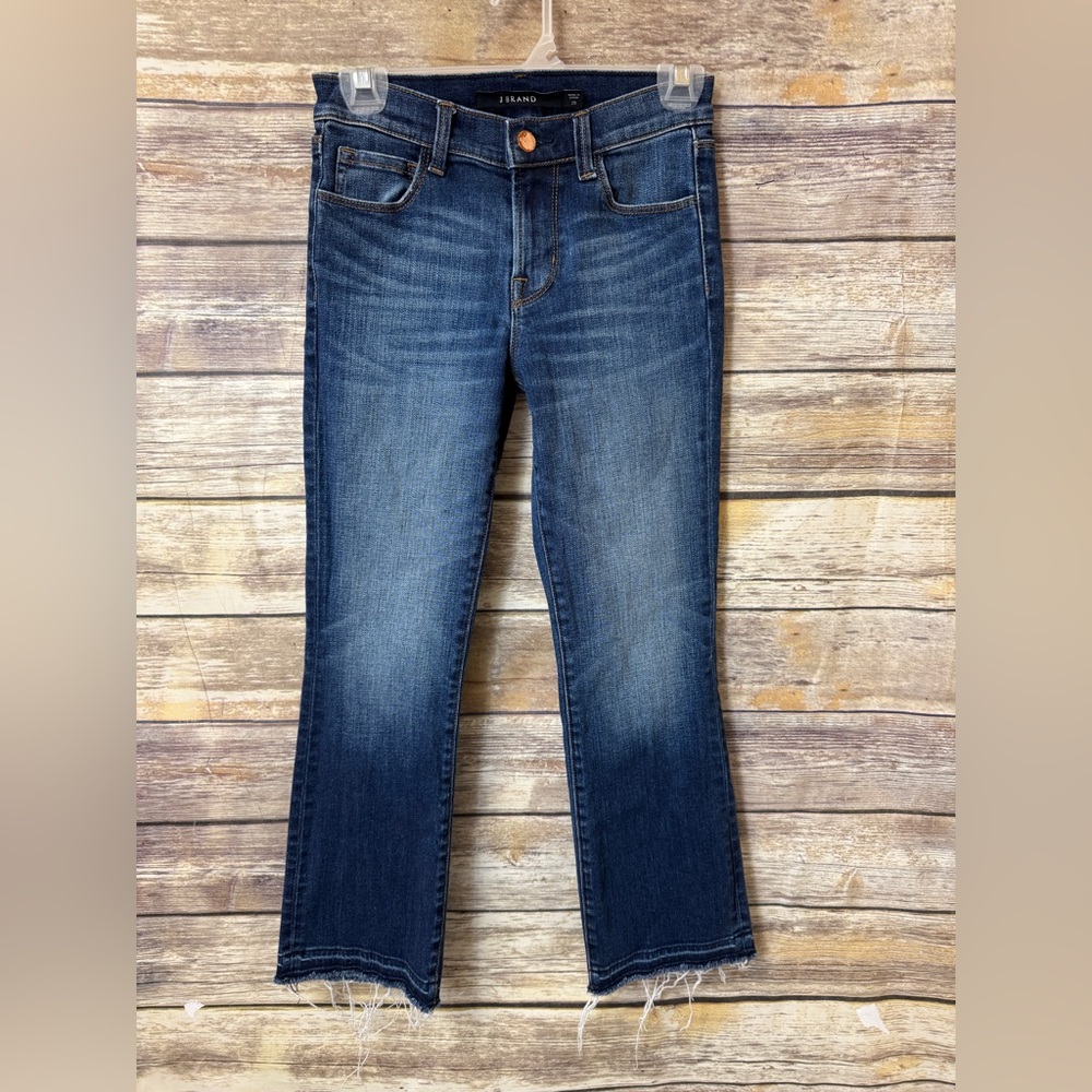 J Brand Jeans 25 Selena Raw Released Hem Kick Flare Mid Rise Stretch Crop Capri - Picture 4 of 9